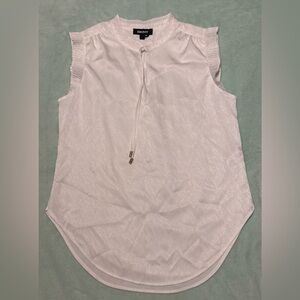 DKNY White Textured Sleeveless Blouse